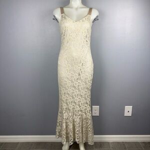 chinese dress ladies White French Cut Lace Bronze Dress